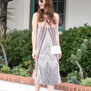 HD in Paris Anthropologie Vibrant Solstice Silk Midi Dress SZ M
